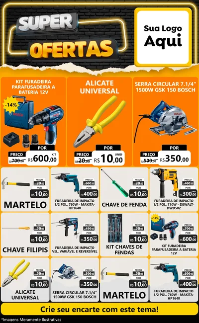 Modelo de Encarte para Encarte Grande com o tema Super Ofertas para Maquinas e Ferramentas