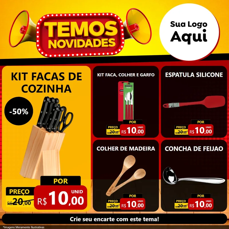Modelo de Rede Social para Feed Facebook com o tema Temos Novidades para Utilidades Domésticas