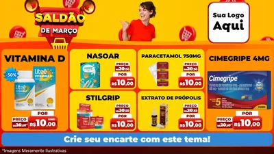 Modelo de TV para TV Horizontal com o tema Saldão de Março para Farmácia