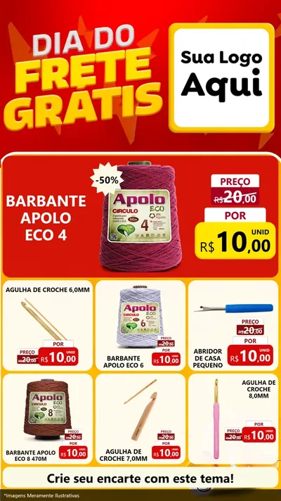 Modelo de Rede Social para Stories com o tema Dia do Frete Grátis para Armarinho e Aviamentos