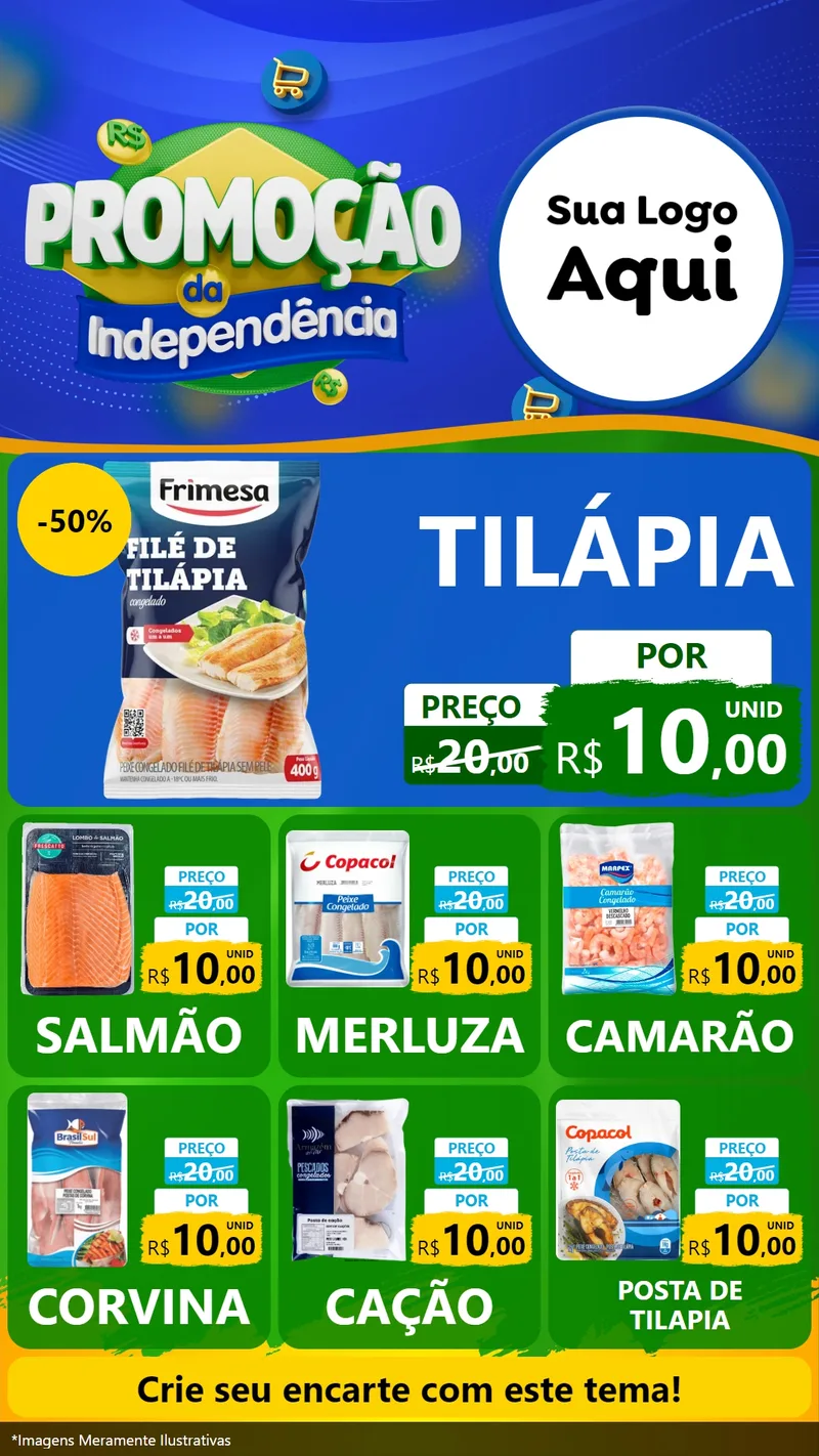 Modelo de Rede Social para Stories com o tema Promoção da Independência para Peixaria