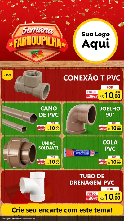 Modelo de TV para TV Vertical com o tema Semana Farroupilha para Tubos e conexões