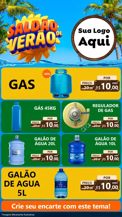 Modelo de TV para TV Vertical com o tema Saldão de Verão para Água e gás
