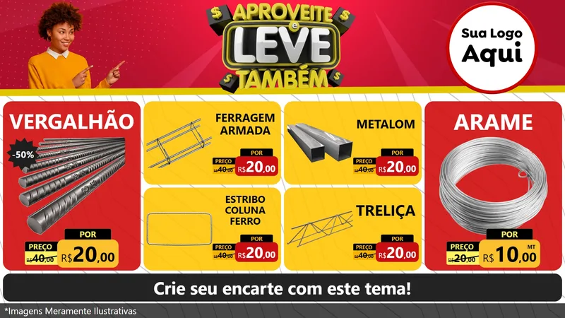 Modelo de TV para TV Horizontal com o tema Aproveite e Leve Também para Ferragens