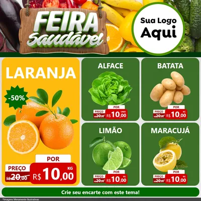 Modelo de Rede Social para Feed Facebook com o tema Feira Saudável para Hortifrúti