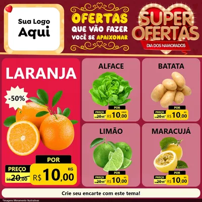 Modelo de Rede Social para Feed Facebook com o tema Dia dos Namorados para Hortifrúti