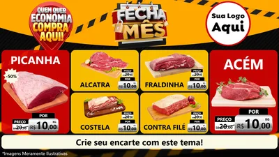 Modelo de TV para TV Horizontal com o tema Fecha Mês para Açougue