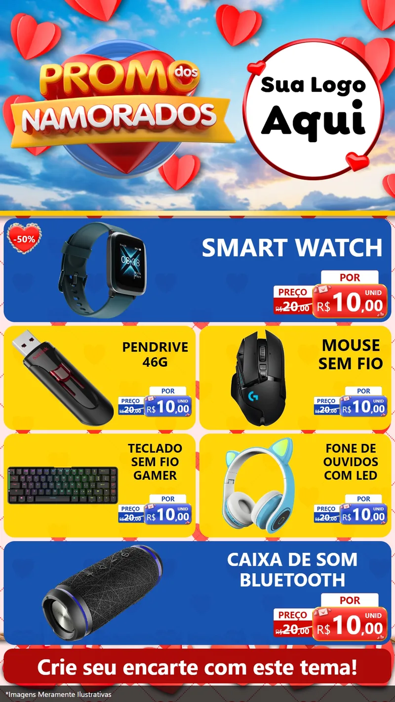 Modelo de TV para TV Vertical com o tema Promo dos Namorados para Informática