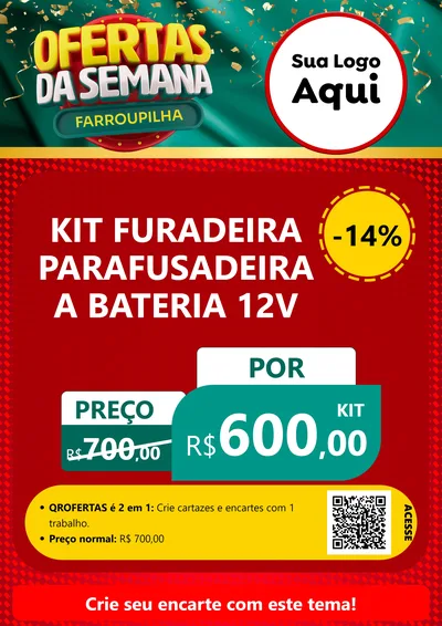 Modelo de Cartaz para Cartaz A4 Vertical com o tema Ofertas da Semana Farroupilha para Maquinas e Ferramentas