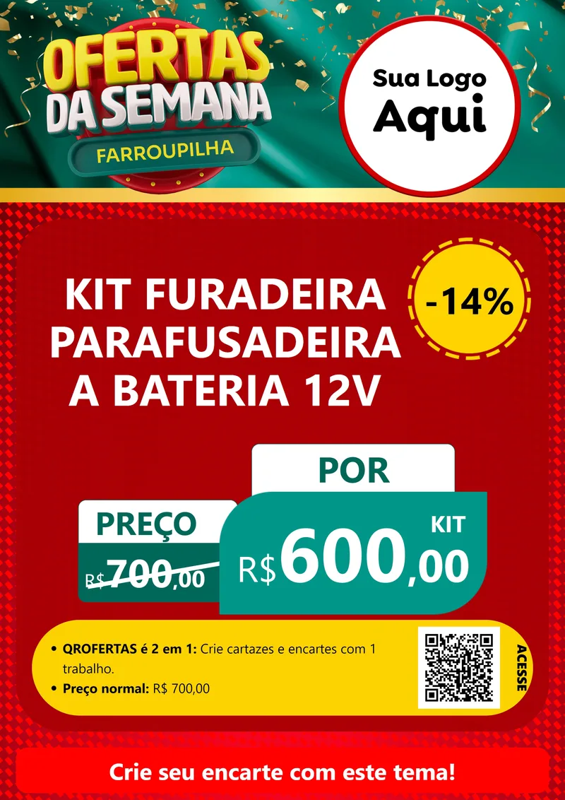 Modelo de Cartaz para Cartaz A4 Vertical com o tema Ofertas da Semana Farroupilha para Maquinas e Ferramentas