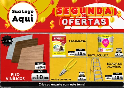 Modelo de Encarte para Encarte A4 Horizontal com o tema Segunda de Ofertas para Material para Construção