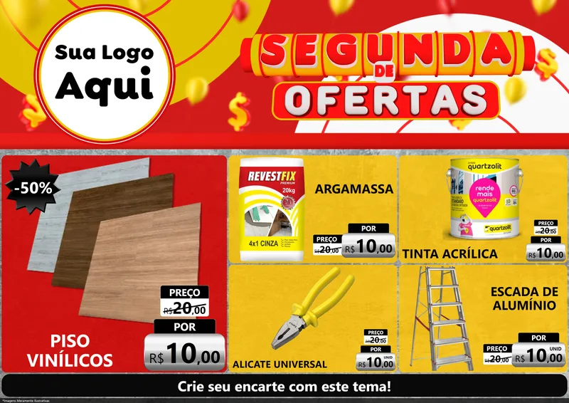 Modelo de Encarte para Encarte A4 Horizontal com o tema Segunda de Ofertas para Material para Construção