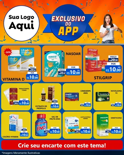 Modelo de Rede Social para Feed Instagram com o tema Exclusivo do Aplicativo para Farmácia