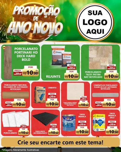 Modelo de Rede Social para Feed Instagram com o tema Promoção de Ano Novo para Pisos e revestimentos