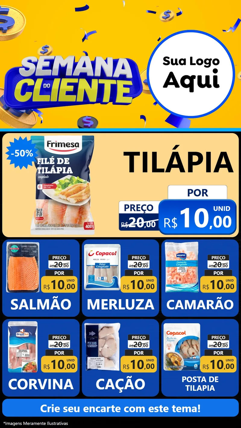 Modelo de Rede Social para Stories com o tema Semana do Cliente para Peixaria