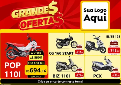 Modelo de Encarte para Encarte A4 Horizontal com o tema Grandes Ofertas para Concessionaria de Motos