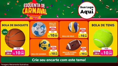 Modelo de TV para TV Horizontal com o tema Esquenta de Carnaval para Artigos Esportivos
