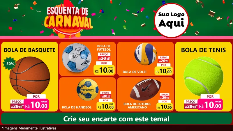 Modelo de TV para TV Horizontal com o tema Esquenta de Carnaval para Artigos Esportivos
