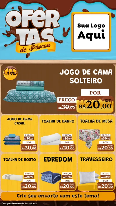 Modelo de Rede Social para Stories com o tema Ofertas de Páscoa para Cama, Mesa e Banho