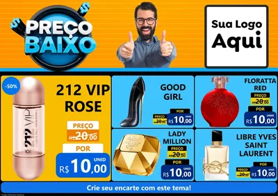 Modelo de Encarte para Encarte A4 Horizontal com o tema Preço Baixo para Perfumes
