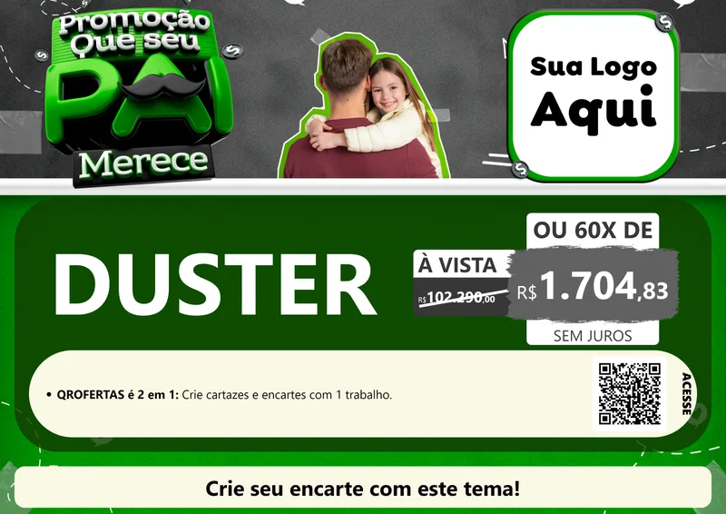 Modelo de Cartaz para Cartaz A4 Horizontal com o tema Promoção Que seu Pai Merece para Concessionaria de Carros