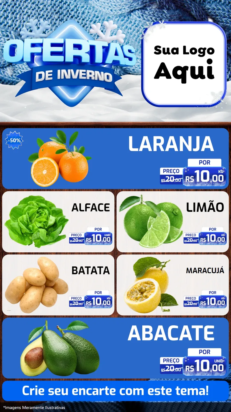 Modelo de TV para TV Vertical com o tema Ofertas de Inverno para Hortifrúti