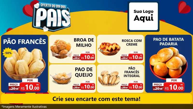 Modelo de TV para TV Horizontal com o tema Oferta Do Dia Dos Pais para Padaria