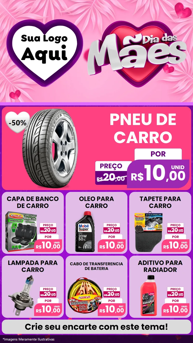 Modelo de Rede Social para Stories com o tema Dia das Mães para Auto peças