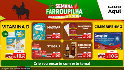 Modelo de TV para TV Horizontal com o tema Semana Farroupilha - Uma Barbaridade de Ofertas para Farmácia