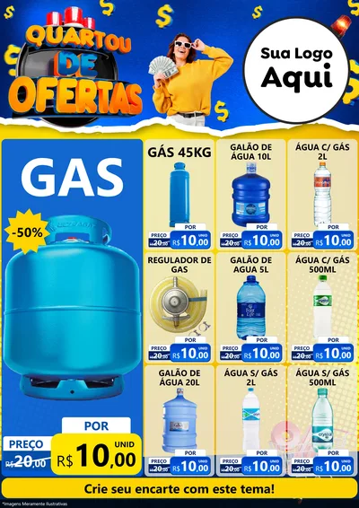 Modelo de Encarte para Encarte A4 Vertical com o tema Quartou de Ofertas para Água e gás