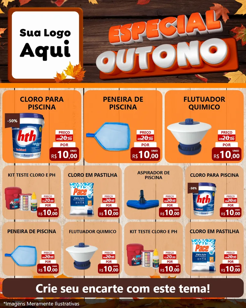 Modelo de Rede Social para Feed Instagram com o tema Especial Outono para Produtos para Piscina