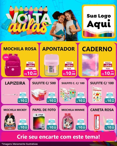 Modelo de Rede Social para Feed Instagram com o tema Volta às Aulas para Papelaria