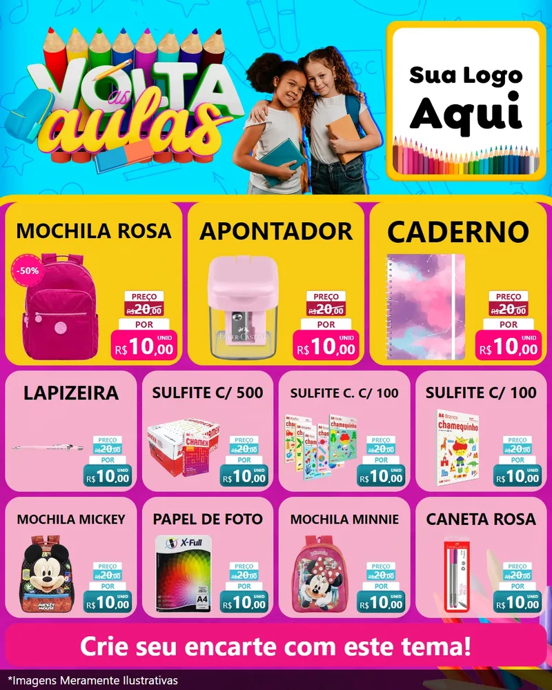 Modelo de Rede Social para Feed Instagram com o tema Volta às Aulas para Papelaria