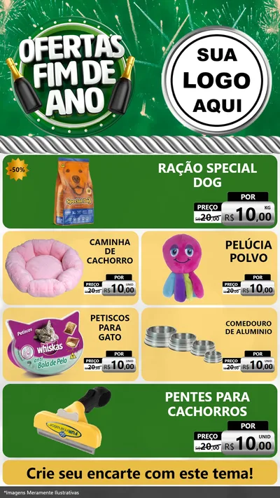 Modelo de TV para TV Vertical com o tema Ofertas Fim de Ano para Pet Shop