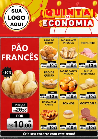 Modelo de Encarte para Encarte A4 Vertical com o tema Quinta da Economia para Padaria