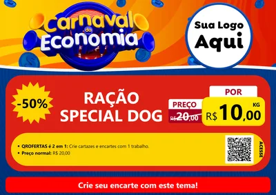 Modelo de Cartaz para Cartaz A4 Horizontal com o tema Carnaval da Economia para Pet Shop