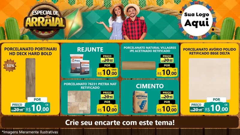 Modelo de TV para TV Horizontal com o tema Especial De Arraial para Pisos e revestimentos