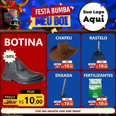 Modelo de Rede Social para Feed Facebook com o tema Festa Bumba meu Boi para Agropecuária