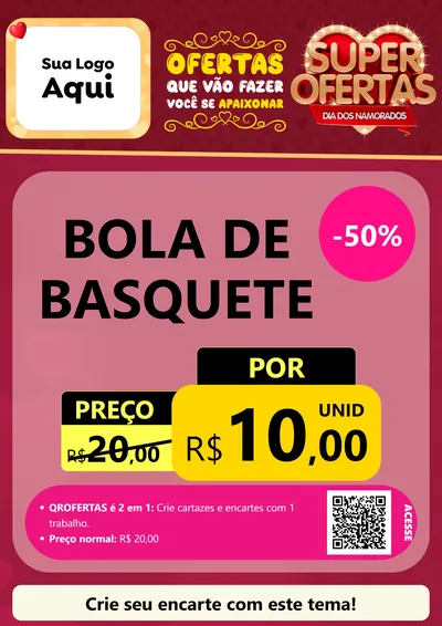 Modelo de Cartaz para Cartaz A4 Vertical com o tema Dia dos Namorados para Artigos Esportivos