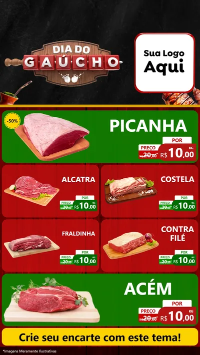 Modelo de TV para TV Vertical com o tema Dia do Gaúcho para Açougue