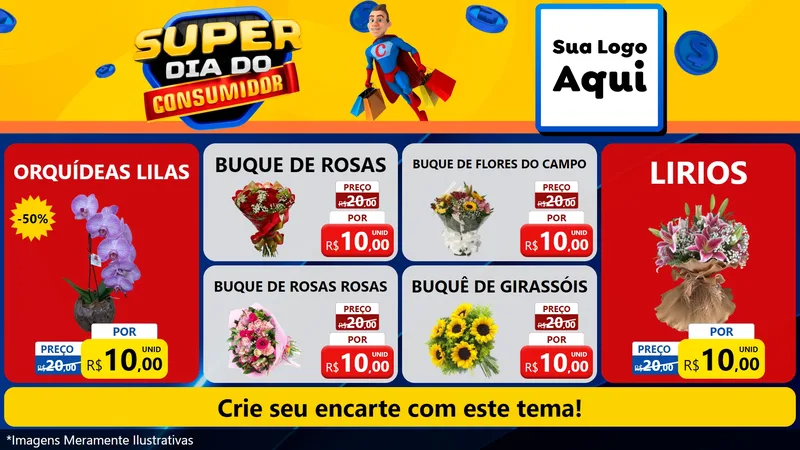 Modelo de TV para TV Horizontal com o tema Super Dia do Consumidor para Floricultura e jardim