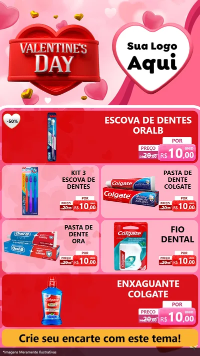 Modelo de TV para TV Vertical com o tema Valentine's Day para Higiene Pessoal