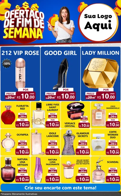 Modelo de Encarte para Encarte Grande com o tema Ofertaço de Fim de Semana para Perfumes