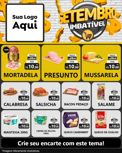 Modelo de Rede Social para Feed Instagram com o tema Setembro Imbatível para Frios e Laticínios