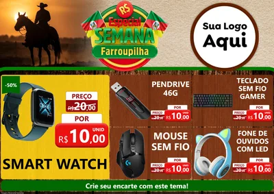 Modelo de Encarte para Encarte A4 Horizontal com o tema Especial Semana Farroupilha para Informática