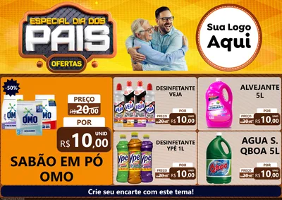 Modelo de Encarte para Encarte A4 Horizontal com o tema Especial Dia dos Pais para Produtos de Limpeza