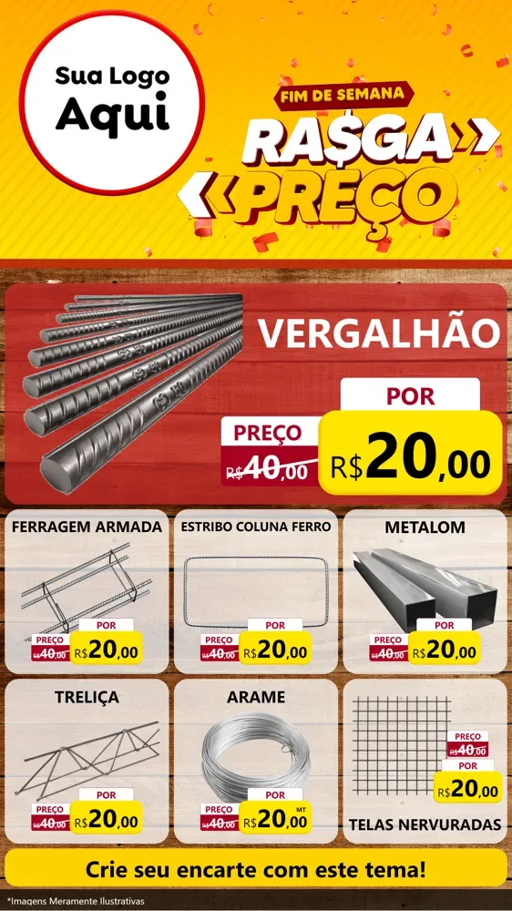 Modelo de Rede Social para Stories com o tema Fim de Semana Rasga Preços para Ferragens