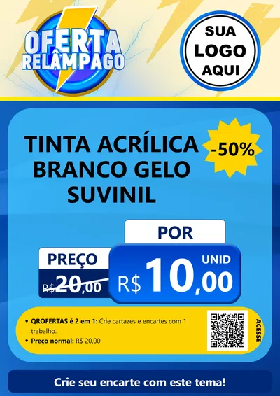 Modelo de Cartaz para Cartaz A4 Vertical com o tema Oferta Relâmpago para Tintas e Ferramentas
