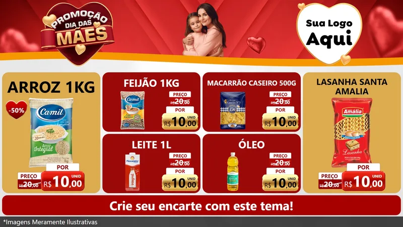Modelo de TV para TV Horizontal com o tema Promoção Dia das Mães para Supermercado