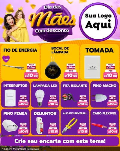 Modelo de Rede Social para Feed Instagram com o tema Dia das Mães com Desconto para Materiais Elétricos